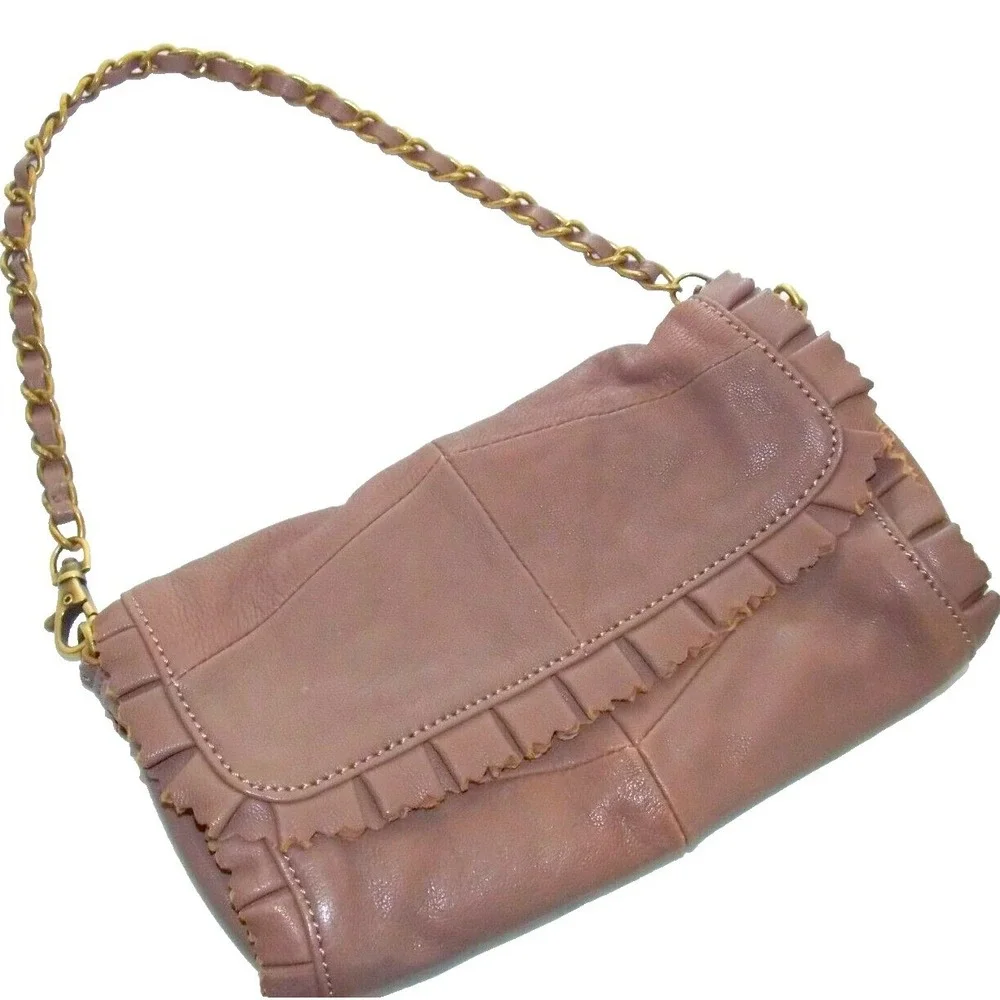 Anthropologie‎ 7 Chi Mauve Leather Fold-over Clutch Handbag 9